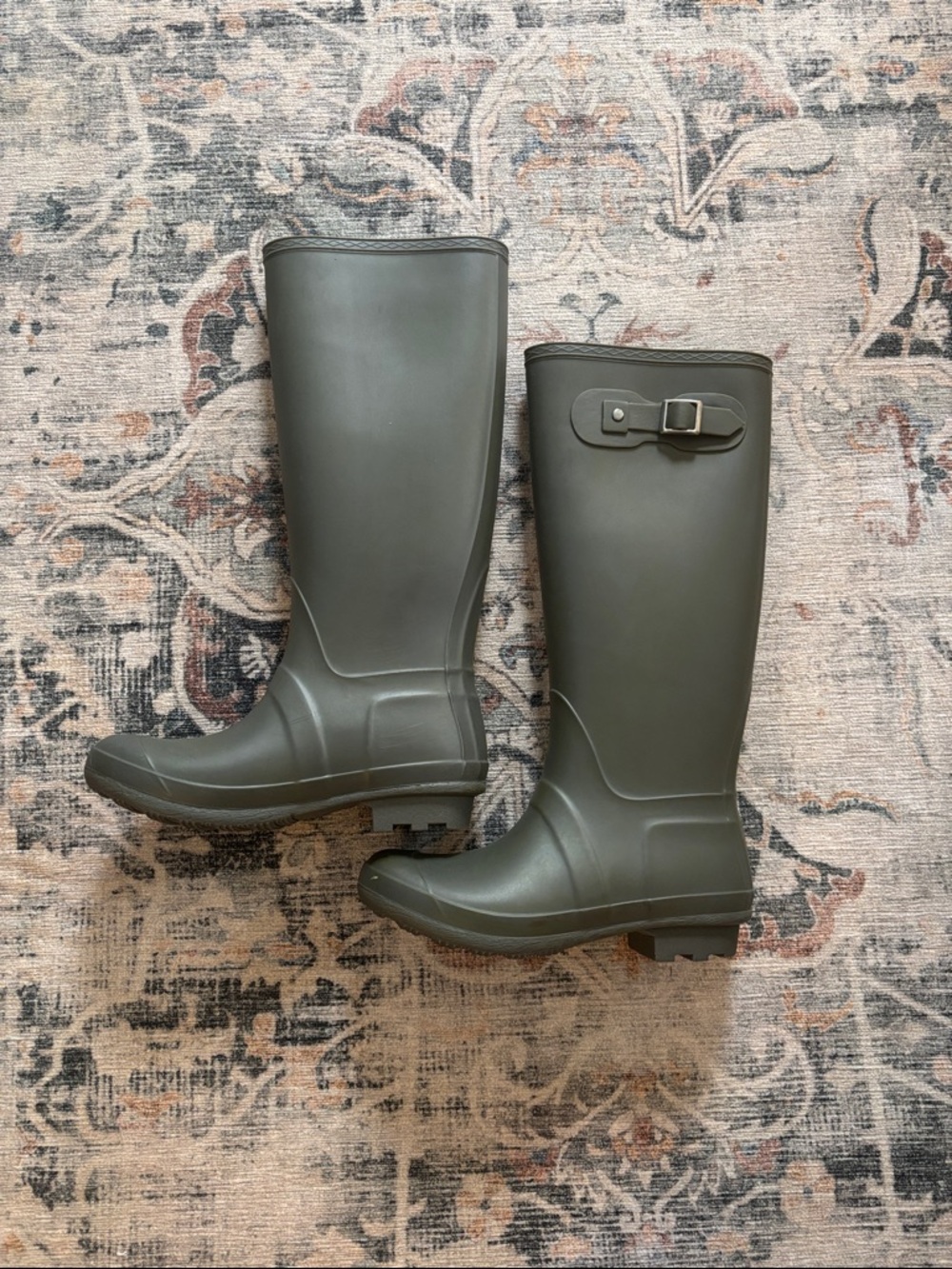 Olive Green Tall Rubber Rain Boots